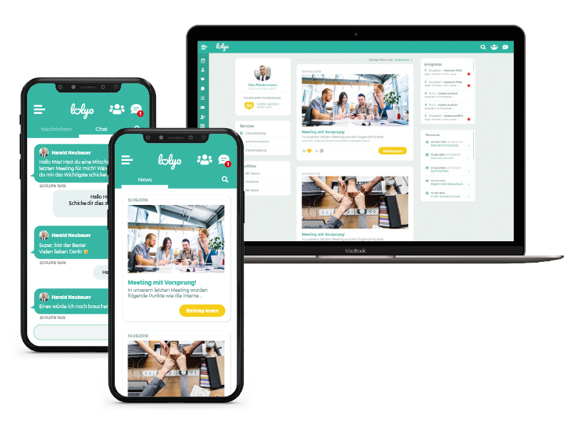 Mobile social intranet in the industry for smartphone and PC, screens